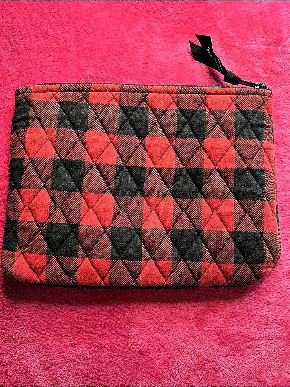 Vera Bradley Red Buffalo Check Cosmetic Pouch